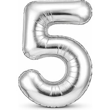 Eng Parti Dünyası Gümüş Rakam Folyo Balon 0–9 | Parlak Gümüş Doğum Günü ve Parti Balonu