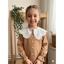 HaanBebe Kız Çocuk Bebe Yaka Fisto Detaylı Gömlek - Retro Tarz Pamuklu Bluz