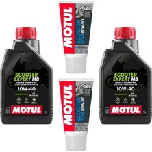 Motul Scooter Expert MB 10W40 (2 Adet) + 2x Şanzıman Yağı [otomatik Vites Seti]