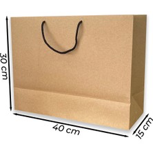 ABB Matbaa 2 Adet Kraft Karton Ipli Çanta Kağıt Poşet (40X30X15) - Ip Rengi Seçilebilir
