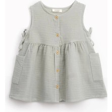 Lucky Baby Kids Kız Bebek Müslin Gri Elbise