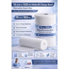 Uslucan Alışveriş 15 cm x 100 M Hidrofil Sargı Bezi Pamuklu Gazlı Bez Uzun Metraj Medikal Sarım Bezi