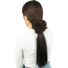 Bigelal Yoğun Lı Lastikli Topuz Toka / Koyu Kahve