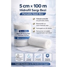 Uslucan Alışveriş 5 cm x 100 M Hidrofil Sargı Bezi Pamuklu Gazlı Bez Yüksek Emici Medikal Sargı Bezi