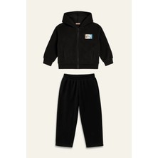 Lucky Baby Kids Erkek Çocuk Kapşonlu Fermuarlı Polar Ikili Takım