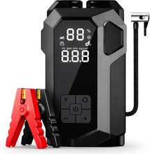 Qifit 16000MAH 4’ü 1 Arada Akü Takviye Cihazı & Hava Kompresörü – 2000A Araç Jump Starter, Powerbank, LED Fener, Dijital Ekranlı Taşınabilir Oto Şarj Cihazı