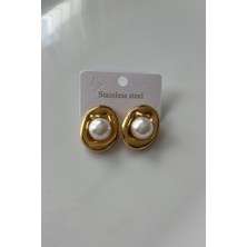 Goccias Organik Formlu Paslanmaz Çelik Inci Küpe