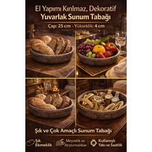 El Yapımı Kırılmaz Dekoratif Yuvarlak Sunum Tabağı – Ekmeklik