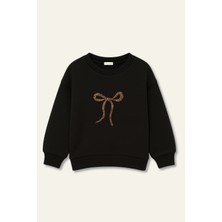 Lucky Baby Kids Kız Çocuk Nakıs Detaylı Sweatshirt - Siyah