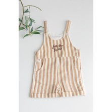 Lucky Baby Kids Erkek Bebek Çizgili Müslin Nakış Detaylı Salopet