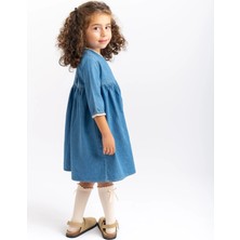 Lucky Baby Kids Kız Çocuk Dantel Detay  Kot Elbise