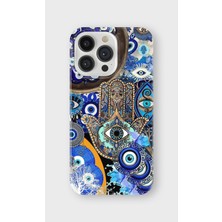 Karsu Design iPhone 15 Pro Uyumlu Baskılı Şeffaf Telefon Kılıfı | Koleksiyon: Minimal Evil Eye