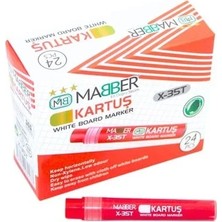 Maber 35-T Kırmızı Beyaz Tahta Kalem Kartuşu 24'lü Organizer