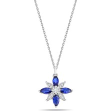 Keops Pırlanta Safir Taşlı Lotus Çiçeği Kolye - 1100675