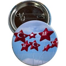 23 Nisan Ulusal Egemenlik ve Çocuk Bayramı Rozet Çanta Rozeti-Yaka Iğnesi (44MM) 5 Adet