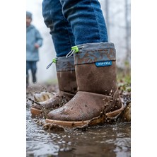 Hopfrög Kids Rain Boots Süper Mat Kahverengi Meşe Suya ve Soğuğa Dayanıklı Barefoot Çocuk Botu