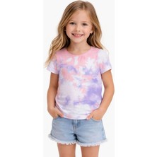 Almi Kız Çocuk Batik Desenli Çok Renkli Kısa Kol Tişört