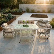 Dekorzade Lizbon 4 Kişilik Alüminyum Iskeletli Rattan Oturma Grubu