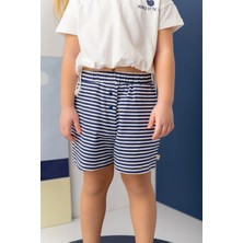 Lucky Baby Kids Kız Çocuk Penye Çizgili Kısa Şort