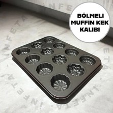 İnfeta 12'li Muffin Kalıbı 3 Çeşit Desenli Kek Muffin Kurabiye Kalıbı Granit