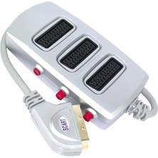 Ayt Scart Dağıtıcı 3 Lü Silver Butonlu Scart Çoklayıcı Çoğaltıcı