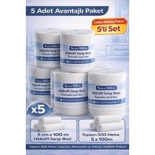 Uslucan Alışveriş 5 cm x 100 M Hidrofil Sargı Bezi Pamuklu Gazlı Bez Yüksek Emici Medikal Sargı Bezi 5 Adet