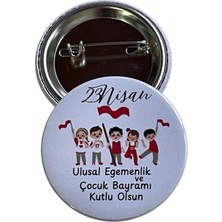 23 Nisan Ulusal Egemenlik ve Çocuk Bayramı Rozet Çanta Rozeti-Yaka Iğnesi (44MM) 5 Adet