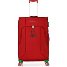 Unıted Clors Of Benetton Unisex Ultra Hafif Logo Detaylı Ithal Kumaş Kapağı Körüklü 360­ C° Döner 4 Çiftli Tekerli Valiz