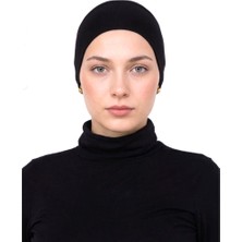 Alivascarf Geçmeli Siyah Bone Önü Dikişsiz Kaymaz Lastikli Kadın Tesettür Pratik Geçme Iç Bone