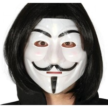 Cansa Siyah Renk Takma Kısa Saç ve V For Vendetta Maskesi Anonymous Maskesi