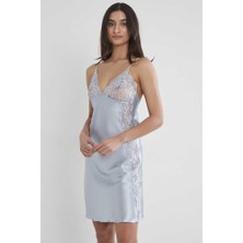 Pierre Cardin Saten Güpürlü Gecelik 624 Mist