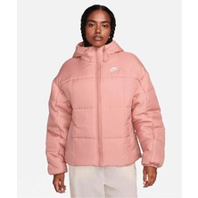 Nike Sportswear Classic Puffer Kadın Pembe  Bol Kesim Kapüşonlu Mont FB7672-618