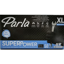 Parla Superpower 50 Adet Xl Elmas Dokulu Nitril Eldiven Siyah