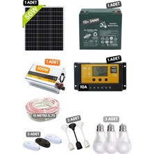 50W Güneş Enerjisi Seti 12V 24AH Jel Akü Karavan Kamp Bağ Evi Tv Çalıştırma Sistemi