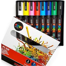 Uni-Ball Posca Su Bazlı Boyama Kalemi 1.8-2.5 Poster Markörü 8 Anarenk Set pc-5m/8c set