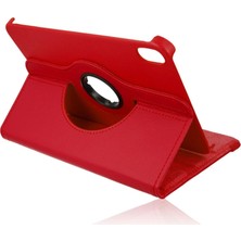 CT Stones Ipad Mini 6 Kılıf 360 Tablet Deri Kılıf - Kırmızı