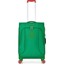 Unıted Clors Of Benetton Unisex Ultra Hafif Logo Detaylı Ithal Kumaş Kapağı Körüklü 360­ C° Döner 4 Çiftli Tekerli Valiz