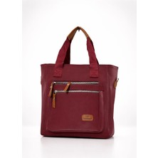 Han Çanta Bordo Kadın Omuz Çantası – Çok Bölmeli Fermuarlı Günlük Tote Bag