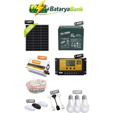 50W Solar Enerji Seti 12V 24AH Jel Akü Tv Lamba Telefon Şarj Bağ Evi Karavan Kamp