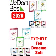 ÜçDörtBeş Yayınları 2026 Ayt-Tyt Fen Bilimleri Fizik - Kimya - Biyoloji Deneme Seti ve Marka Yayınları Deneme Hediye