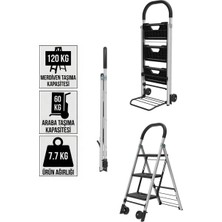 Katlanır 3 Basamaklı Merdiven ve Taşıma Arabası