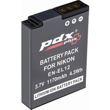 Pdx Plus,nikon ile Uyumlu EN-EL12 Fotoğraf Makinesi Bataryası.