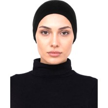 Alivascarf Pratik Boru Bone Siyah Geçmeli - Kaymaz Önü Dikişsiz Kadın Tesettür Hazır Iç Bone