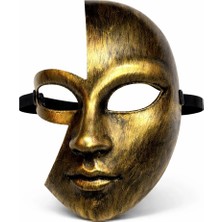 Cansa Antik Efektli Altın Yarım Yüz Parti Maskesi
