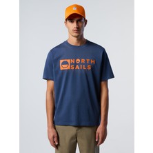 North Sails Regular Fit Bisiklet Yaka Maxi Logo Baskılı Organik Pamuk Tişört