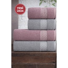 Mela Home Petek 4'lü Banyo Havlu Seti Hamam Takımı- El ve Yüz Havlusu- Çeyiz - Hediyelik 100% Pamuk