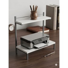 Steel Desing Çok Amaçlı Masaüstü Organizer Raf-Yazıcı Altlığı Ofis Düzenleyici 2katlı Raf