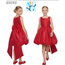 Lina Baby Bloomm Kırmızı Kız Çocuk Abiye Elbise Saten Kabarık Etekli Arkası Fiyonklu Prenses Model