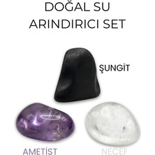 MMİF Doğal Taş Su Arındırma 3'lü Set Şungit, Ametist, Necef - Siyah, Kristal, Mor. Mmif