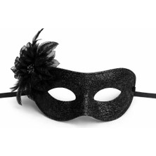 Cansa Siyah Simli Tüylü Balo Maskesi